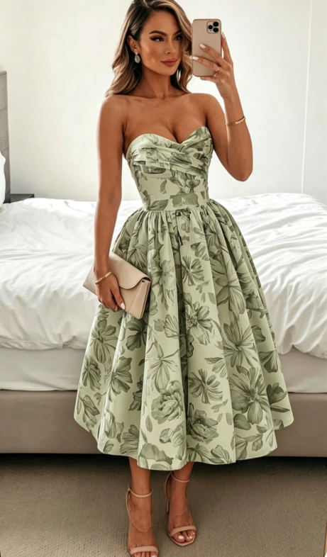 Chic Sage Wedding Guest Dress Sweetheart A-Line Satin Long Evening Dress ED07773