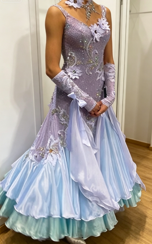 Elegant A-Line Chiffon Long Evening Dress Spaghetti Straps Purple Prom Dress ED07832