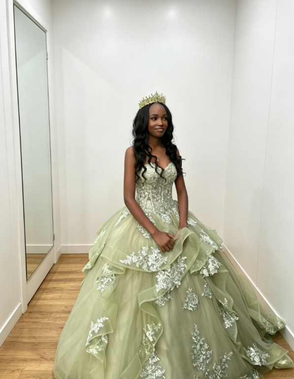Robe de Quinceañera Chic Cœur A-ligne Tulle Perlé Longue Robe de Bal Verte Robe de Soirée 16 ans ED07859
