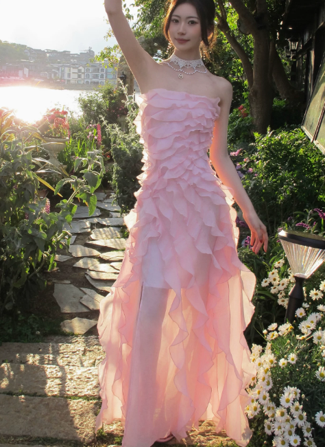 pink wedding guest dresses for summer Simple Pink Wedding Guest Dress Summer Sheath Strapless Vacation Dress –  EvaFashionDress