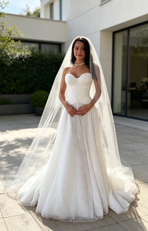 Timeless Sweetheart A-Line Wedding Dress Tulle Bridal Dress White Bridal Gown ED07891