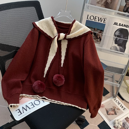 Roter Weihnachtsatmosphäre Schal Strickpullover ED0792