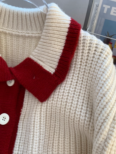 Contrast Collar Cardigan Sweater ED0795