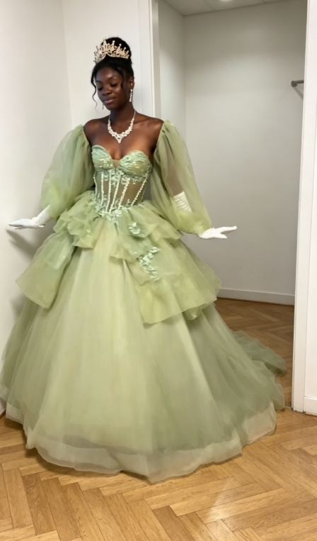 Robe de bal intemporelle pour Quinceañera, robe de bal en tulle, robe de bal verte pour Sweet Sixteen ED07980