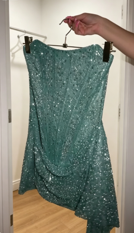 Chic Tiffany Blue Short Prom Dress Sheath Strapless Birthday Dress Seq –  EvaFashionDress