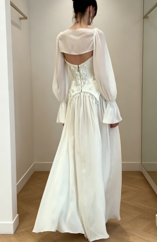 Timeless Strapless Sheath Wedding Dress Chiffon Bridal Gown White Bridal Dress ED08108