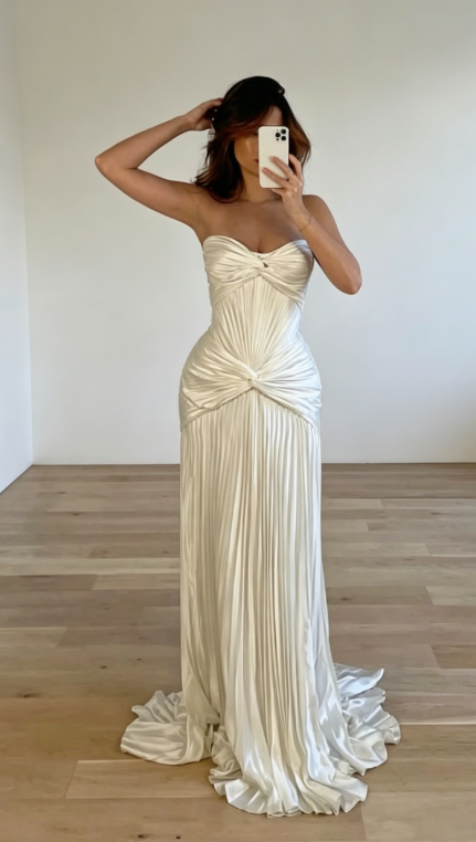 Timeless Sweetheart Sheath Wedding Dress White Bridal Gown Satin Bridal Dress ED08192