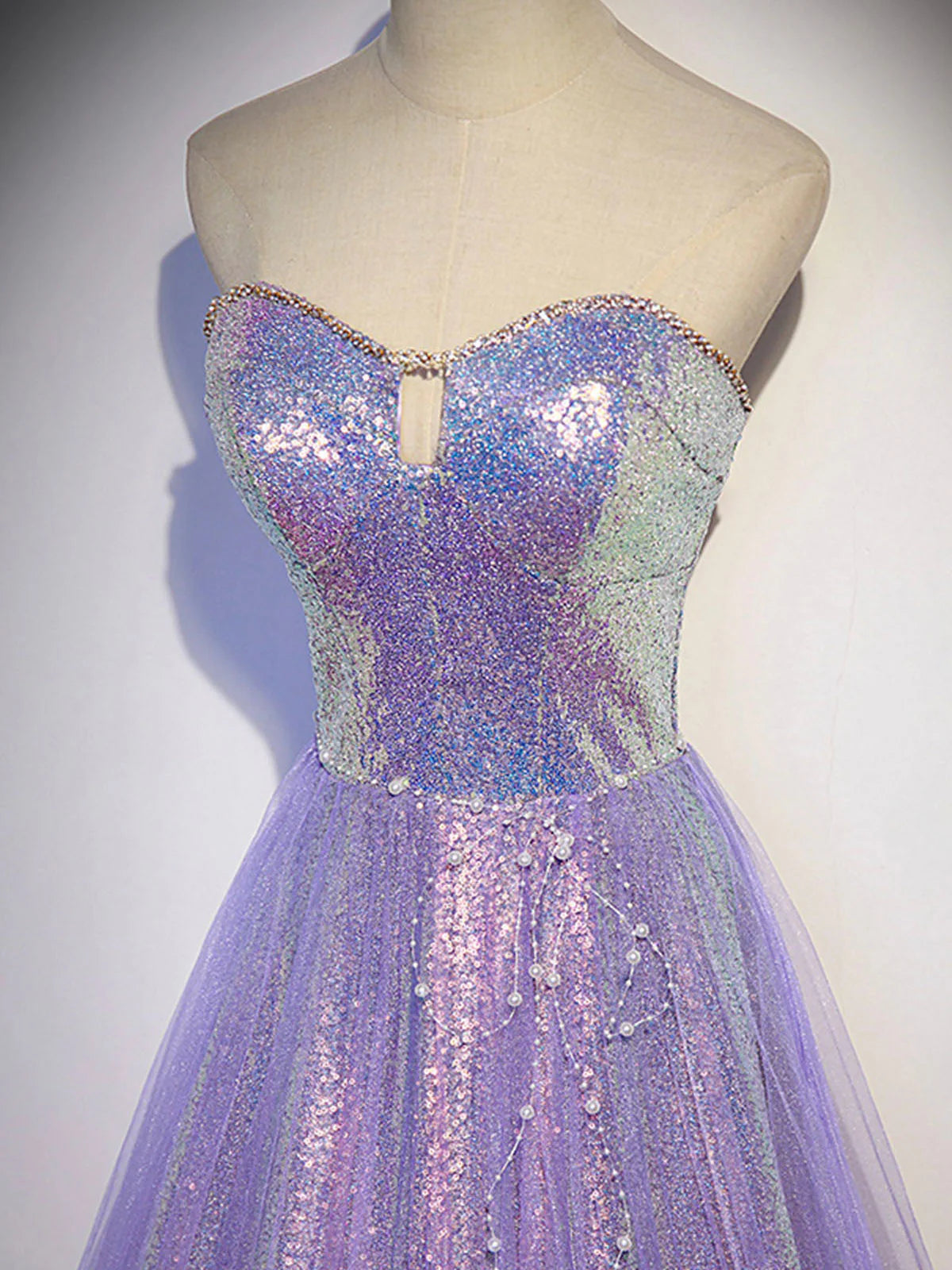 Purple sweetheart neck long prom dress purple formal party dress ED0822