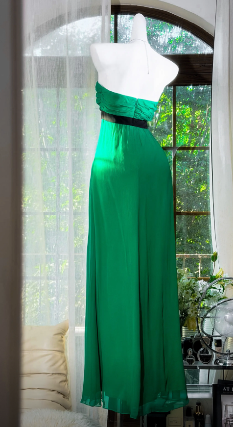 Elegant Sweetheart Vacation Dress Sheath Chiffon Long Evening Dress Green Prom Dress ED08227
