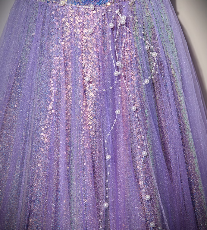 Purple sweetheart neck long prom dress purple formal party dress ED0822