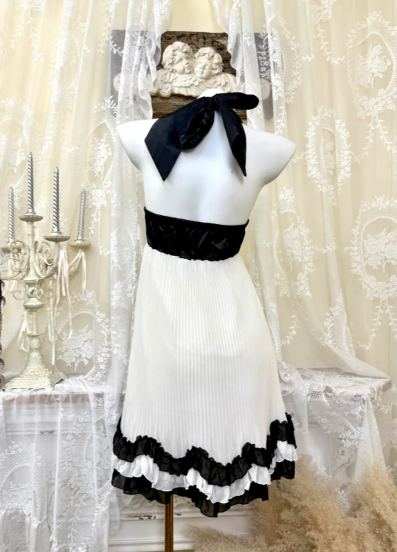 Chic Halter Birthday Dress Sheath Chiffon Cocktail Dress White Homecoming Dress ED08240