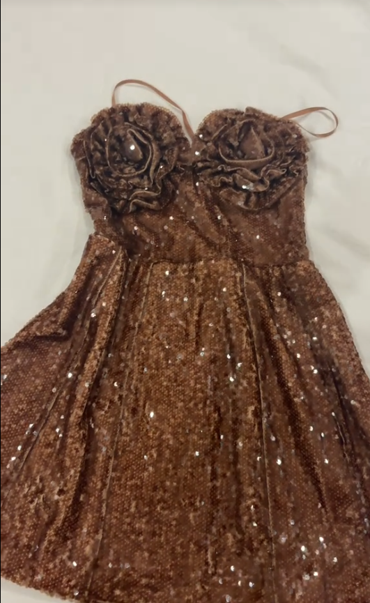 Robe d'anniversaire sexy marron, bretelles spaghetti, robe de bal à paillettes, fourreau sans manches, robe de soirée courte ED08333
