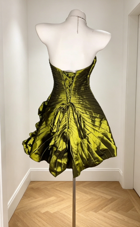 Chic Green Homecoming Dress One-shoulder Satin Birthday Dress Sheath Sleeveless Short Party Dress ED08335