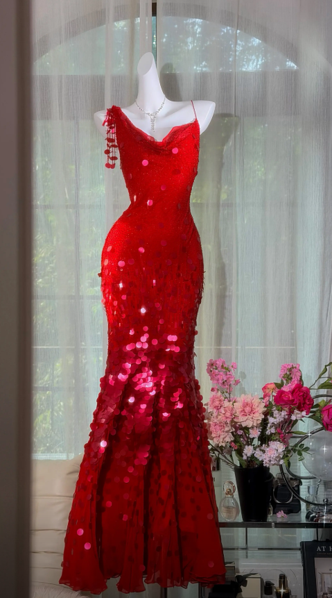 Chic Burgundy Prom Dress One-shoulder Beaded Chiffon Birthday Dress Sh – EvaFashionDress