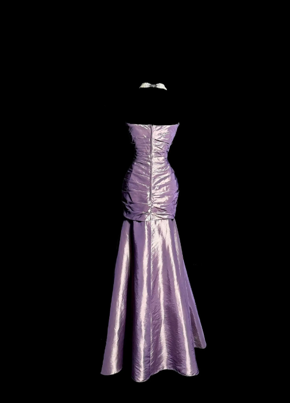 Elegant Strapless Mermaid Long Evening Dress Satin Purple Prom Dress ED08440
