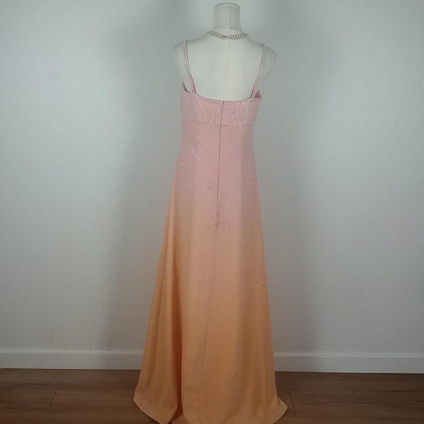 Chic Spagehtti Straps Sheath Chiffon Long Evening Dress Pink Prom Dress ED08457