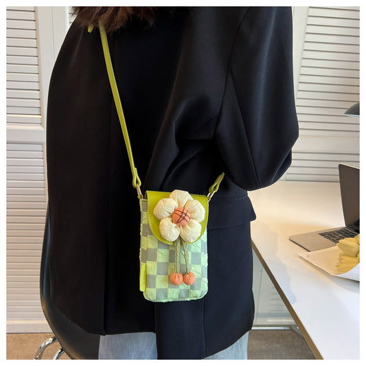 Mini sac bandoulière tendance en toile légère avec motif floral pour téléphone ED0852