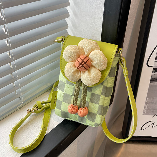 Mini sac bandoulière tendance en toile légère avec motif floral pour téléphone ED0852