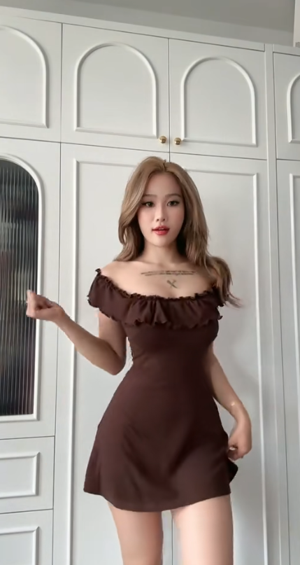 Robe de bal marron mode, bustier fourreau mousseline, robe d'été de vacances sans manches, robe de soirée ED08704