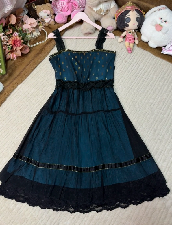 Fashion Blue Homecoming Dress Straps A-Line Chiffon Summer Vacation Dress Sleeveless Party Dress ED08707