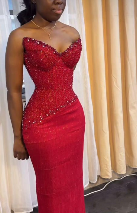 Sexy Sweetheart Mermaid Satin Long Evening Dress Burgundy Prom Dress ED08740