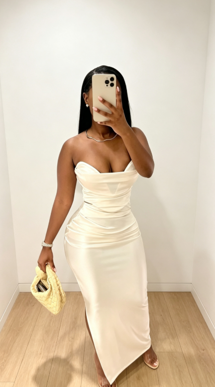 Elegant White Long Evening Dress Sweetheart Sheath Satin Prom Dress ED08791