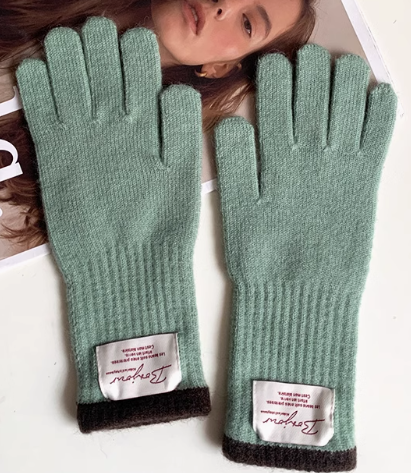 Red touch screen knitted warm gloves ED0889