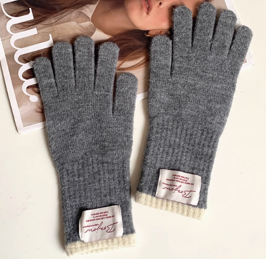 Red touch screen knitted warm gloves ED0889