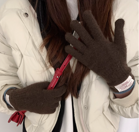 Red touch screen knitted warm gloves ED0889