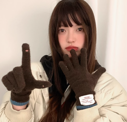 Red touch screen knitted warm gloves ED0889