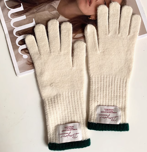 Red touch screen knitted warm gloves ED0889