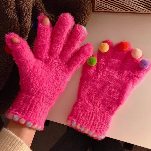Touch screen colorful ball warm gloves ED0890