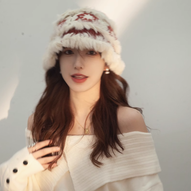 Flower Crochet Plush Wool Hat ED0891