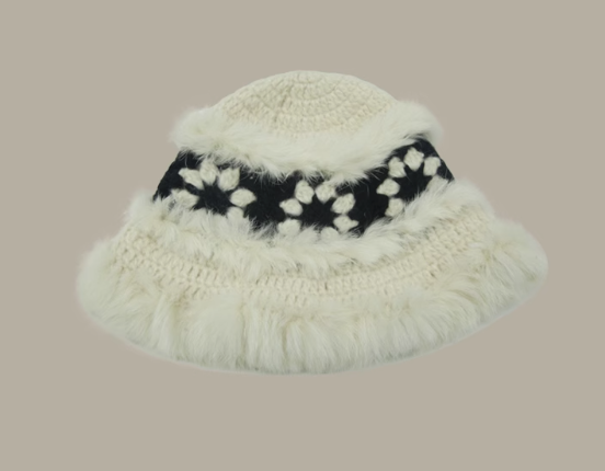 Flower Crochet Plush Wool Hat ED0891
