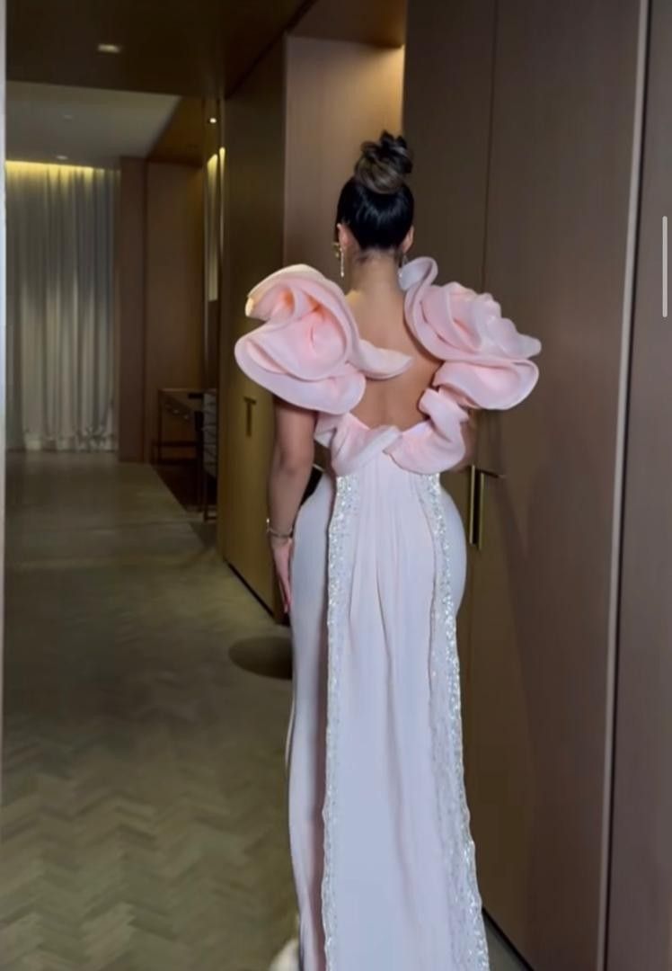 Simple Pink Long Evening Dress Straps Sheath Prom Dress Chiffon Formal Dress ED08935