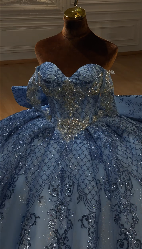 Fairy Sweetheart Tulle Quicneanera Dress Ball Gown Blue Sweet 16 Dress ED08951