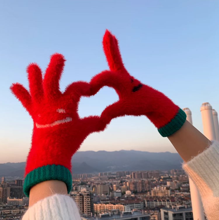 Touch screen knitted wool warm gloves ED0895
