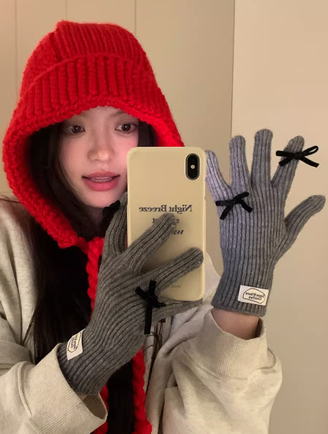 Gants chauds à écran tactile avec nœud papillon ED0897