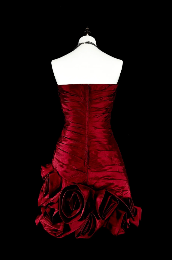 Vintage Satin Burgundy Dress for Party Sweeetheart Hoco Dress Sheath Birthday Dress ED08989