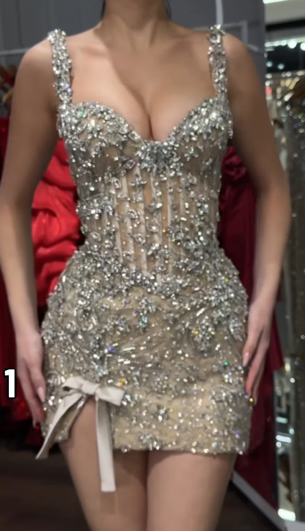 Sexy Tulle Pink Dress for Party Spaghetti Straps Beaded Hoco Dress Sheath Birthday Dress ED08991