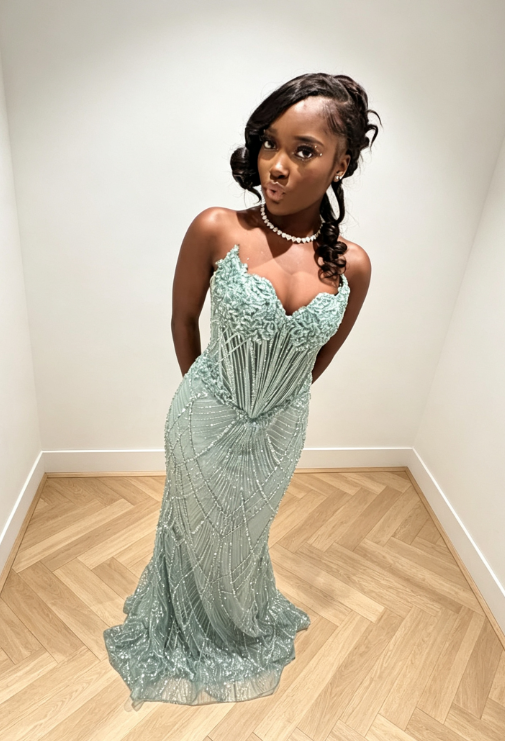 Chic Tiffany Blue Prom Dress Sweetheart Sheath Tulle Beaded Long Evening Dress ED09023