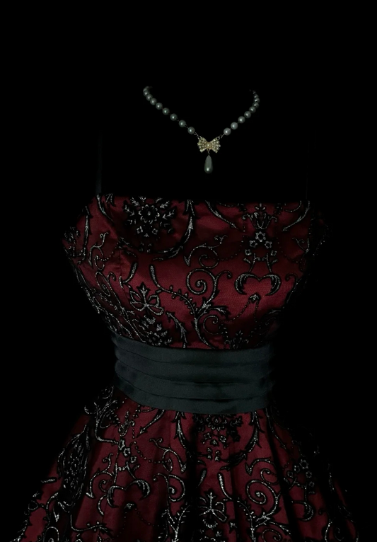 Vintage Burgundy Hoco Dress Strapless A-Line Birthday Dress Tulle Party Dress ED09046