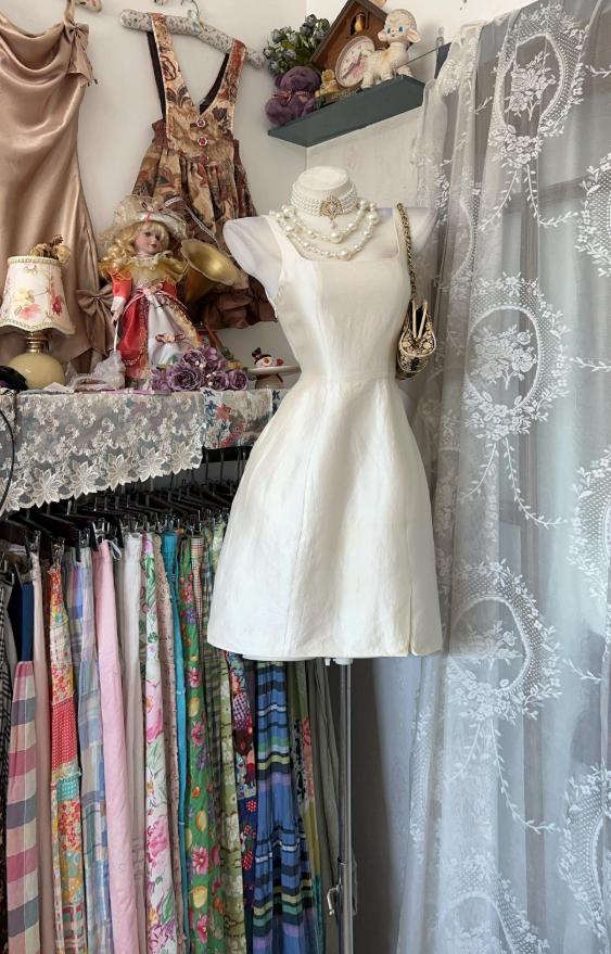 Cute White Hoco Dress Straps Sheath Birthday Dress Satin Party Dress ED09077