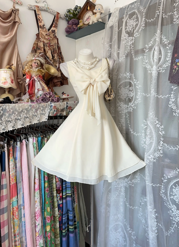 Cute White Hoco Dress Straps A-Line Birthday Dress Chiffon Party Dress ED09078