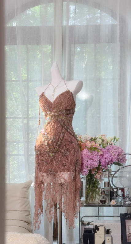 Fashion Lace Short Prom Dress Halter Sheath Hoco Dress ED09099