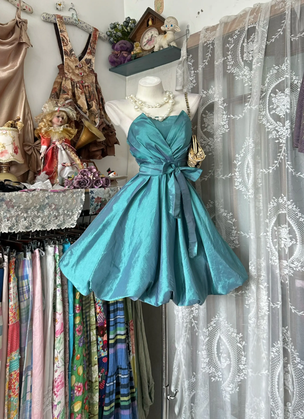 Robe de soirée bleue tendance Hoco asymétrique en satin ligne A pour anniversaire et remise de diplôme ED09101