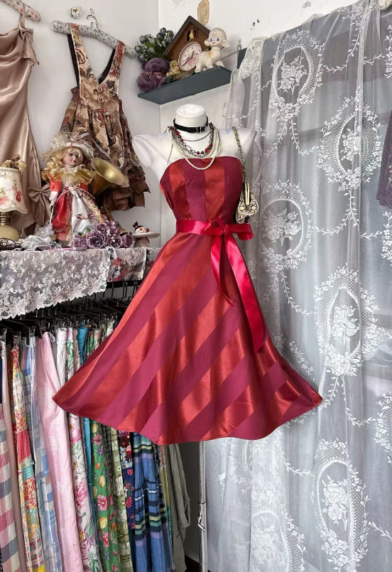 Chic Burgundy Hoco Dress Strapless A-Line Birthday Dress Satin Party Dress ED09102