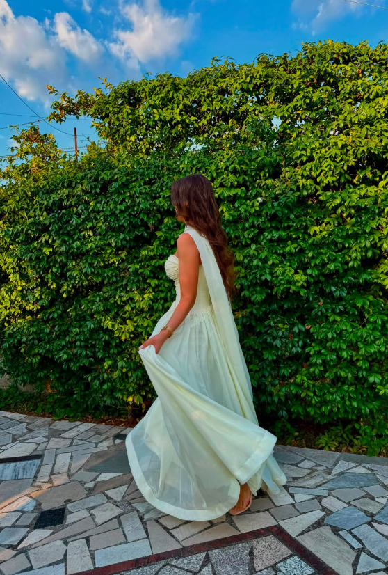 Chic Green Prom Dress Chiffon Dress for Party Strapless Sheath Evening Dress ED09170