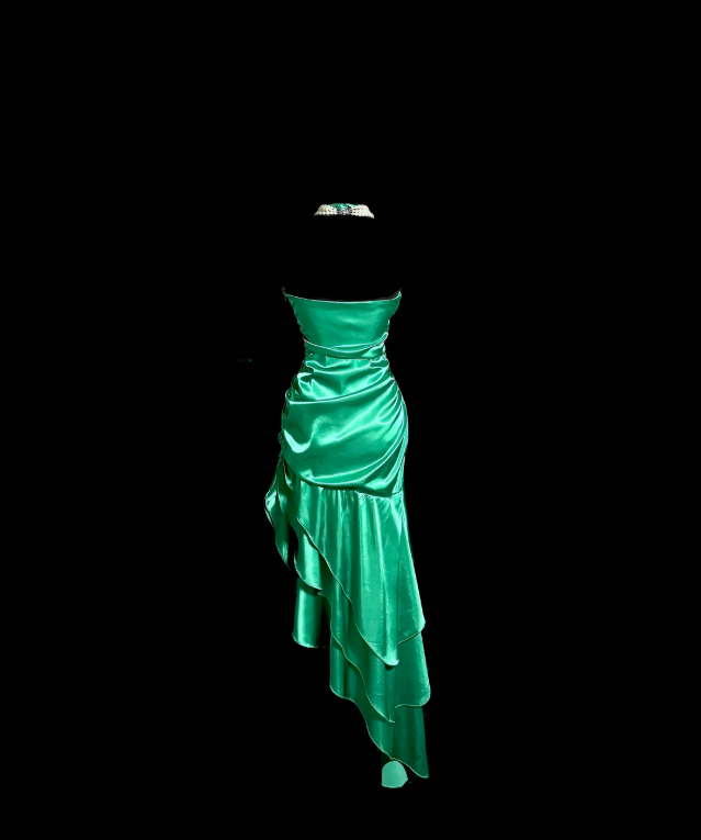 Sexy Green Hoco Dress Halter Birthday Dress Sheath Satin Dress for Party ED09173