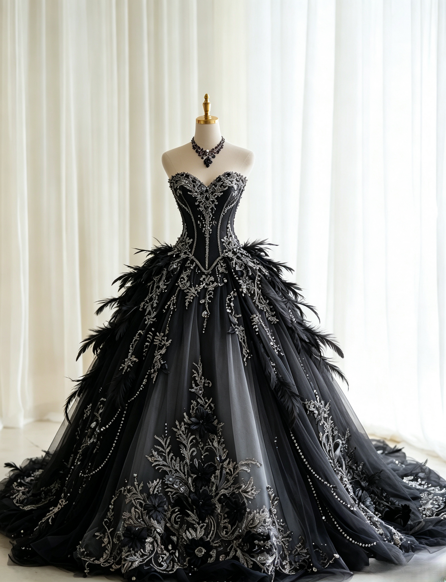 Goregous Black Prom Dress A-Line Tulle Appliques Dress for Party Sweetheart Evening Dress ED09246